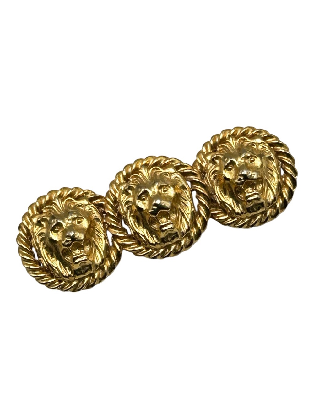 Iconic Anne Klein Triple Lion Head Bar Brooch